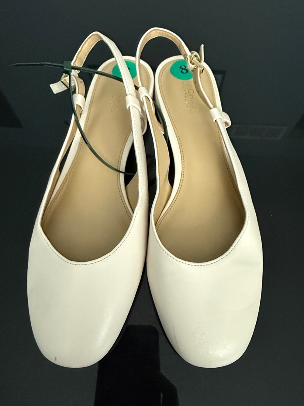 Michael Kors Women's Cream Leather Slingback Flats